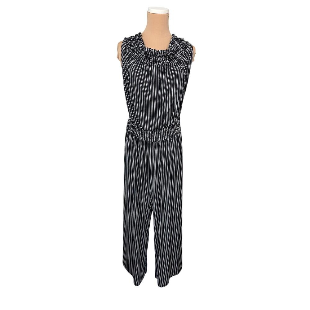 Jennifer Lopez Striped Jumpsuit | Sleeveless Wide Leg Cropped